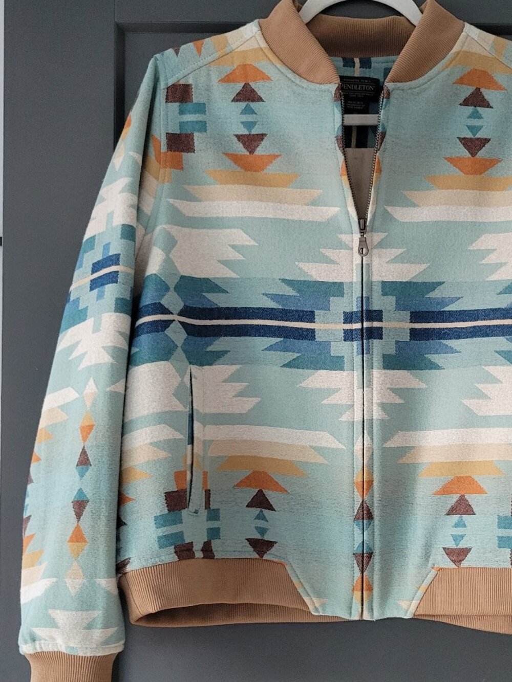 Limited-edition Pendleton Aqua Rio Rancher Wool Bomber Jacket Mint Condition XL - Picture 13 of 16